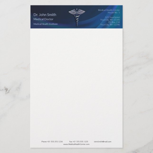 Dark Holographic 3D Medical Chrome Caduceus Stationery (Front)