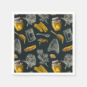 Dark Honey Bee Beehive Vintage Natural Rustic Napkins