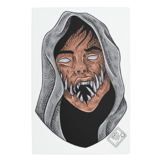Dark Hooded Demon Graphic Illustration Metal Print
