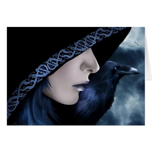 Dark Hooded Raven Cards (Front Horizontal)