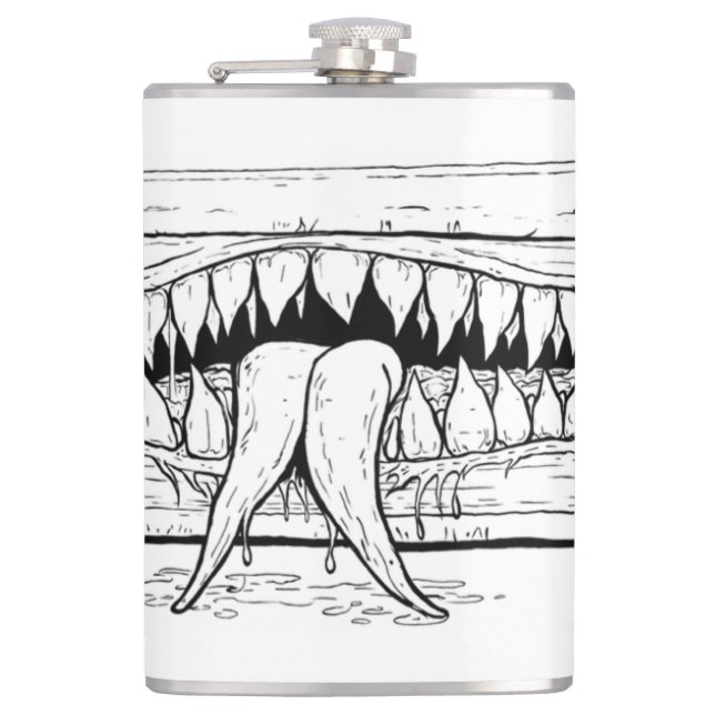 Dark Horror Illustration – Surreal Monster Chest  Flask (Front)