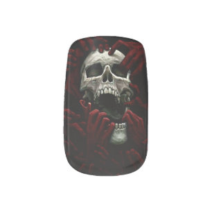 Dark Horror Red Hands On Skull Halloween Minx Nail Art