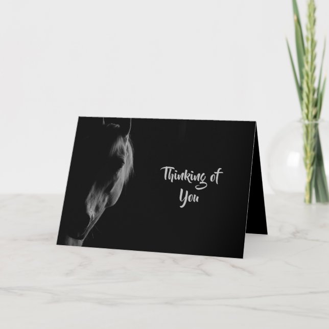 Dark Horse Personalized Thank you Card - Black (Front)