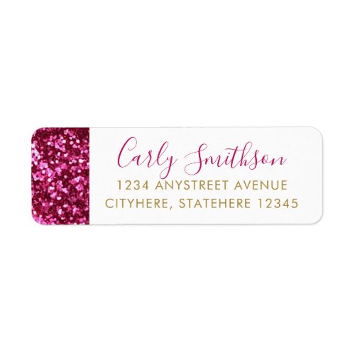 Dark Hot Pink Glitter Sparkly Return Address Label