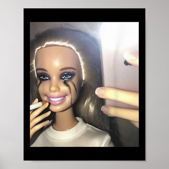 Dark Humor Doll Smoking Selfie Parody  Poster (Front)