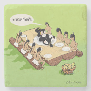 Dark Humor Indigenous Peoples' Thanksgiving Stone Coaster