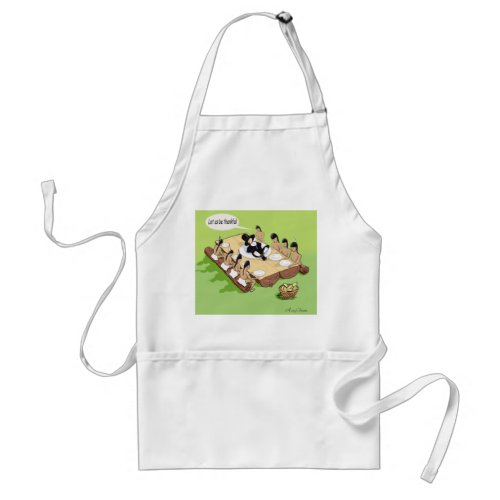 Dark Humor Native American Thanksgiving Cartoon Adult Apron