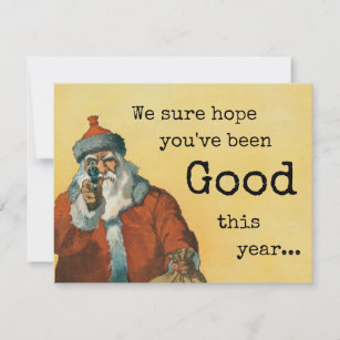 Dark Humor Silly Santa with a GUN Holiday Card