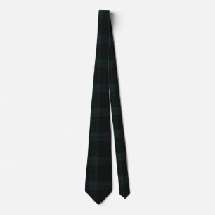 Dark Hunter Green and Deep Charcoal Tartan Plaid Neck Tie