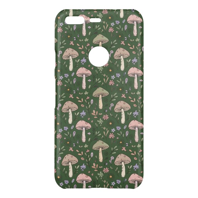 Dark Hunter Green Fungi Seamless Pattern Uncommon Google Pixel Case (Back)