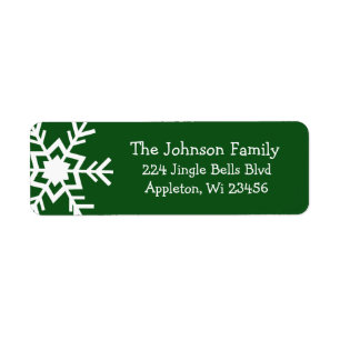 Dark Hunter Green Snowflake Return Address Labels