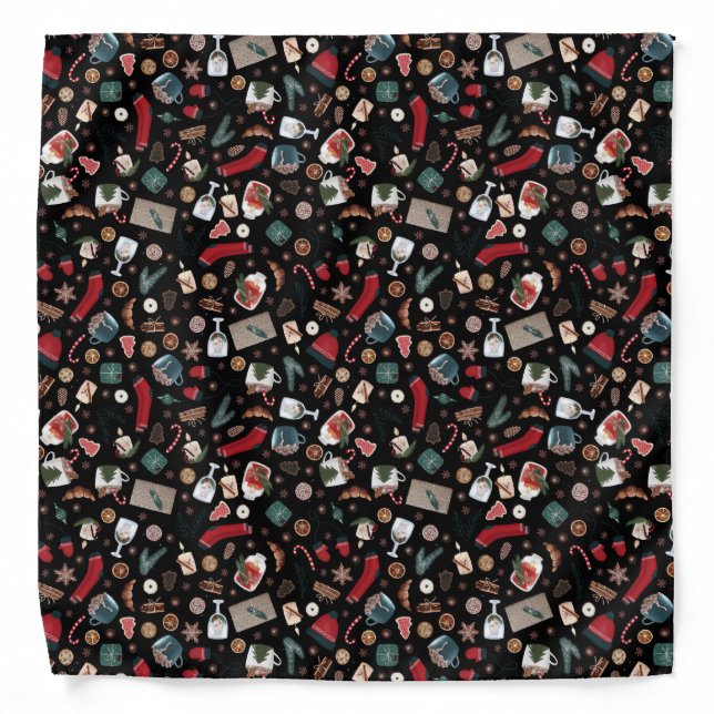 Dark Hygge Christmas Pattern Bandana (Front)