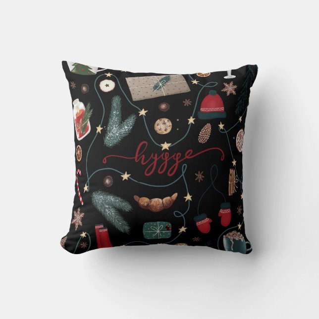 Dark Hygge Christmas Throw Pillow (Front)