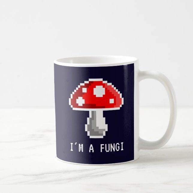 Dark I'm a Fungi Pixel Mushroom Mug (Right)