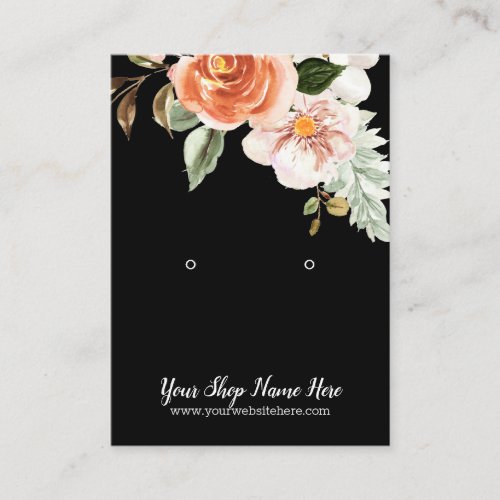 Dark Impressive Watercolor Flowers Earring Display Business Card