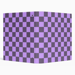 Dark Indigo and Pale Violet Checkerboard 3 Ring Binder