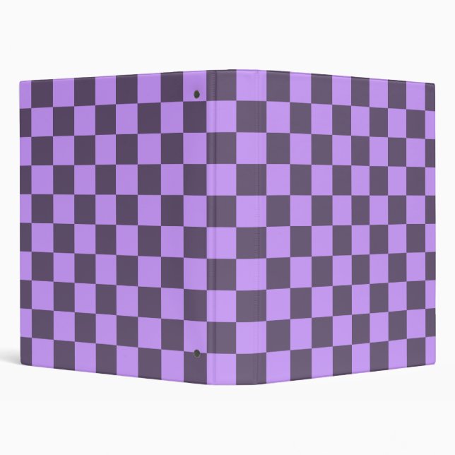 Dark Indigo and Pale Violet Checkerboard 3 Ring Binder (Background)