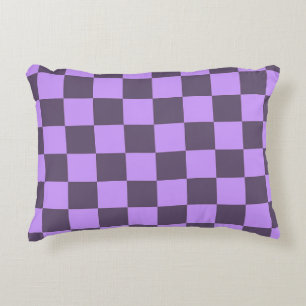 Dark Indigo and Pale Violet Checkerboard Accent Pillow