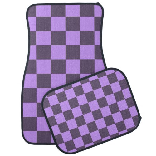 Dark Indigo and Pale Violet Checkerboard Car Floor Mat