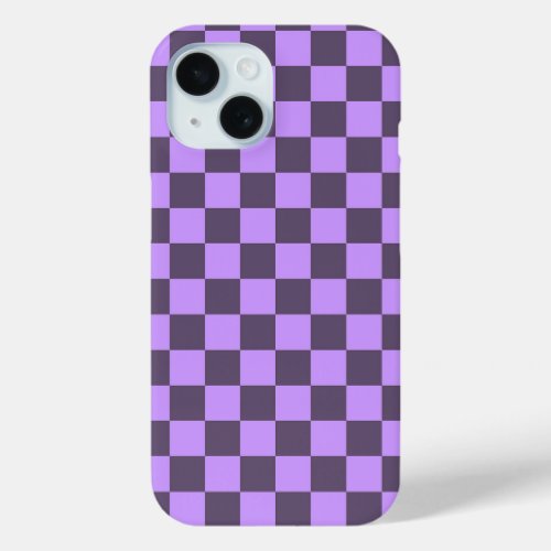 Dark Indigo and Pale Violet Checkerboard iPhone 15 Case