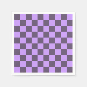 Dark Indigo and Pale Violet Checkerboard Napkins