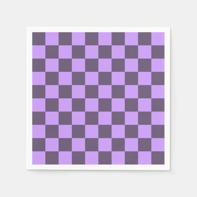 Dark Indigo and Pale Violet Checkerboard Napkins (Front)