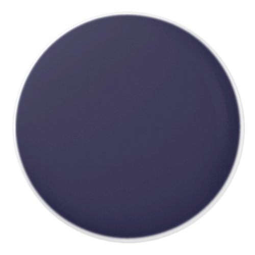 Dark Indigo Ink Blue Solid Color Print Ceramic Knob