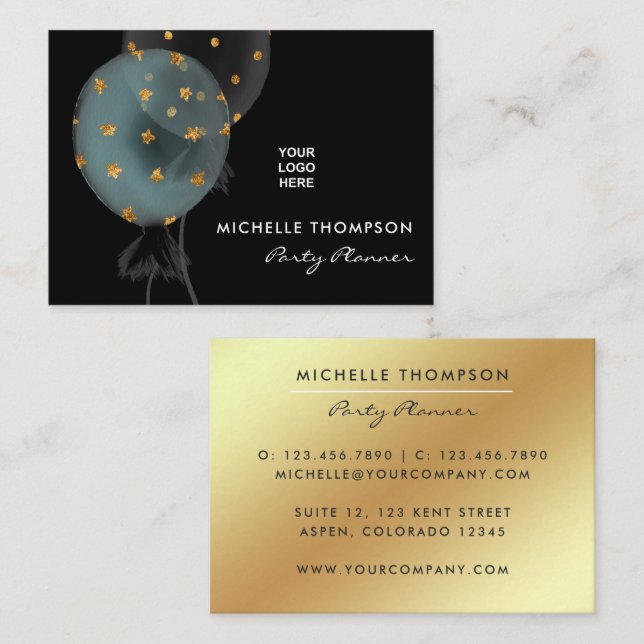  Dark Iridescent Balloons Event Coordinator Busine Business Card (Front/Back)
