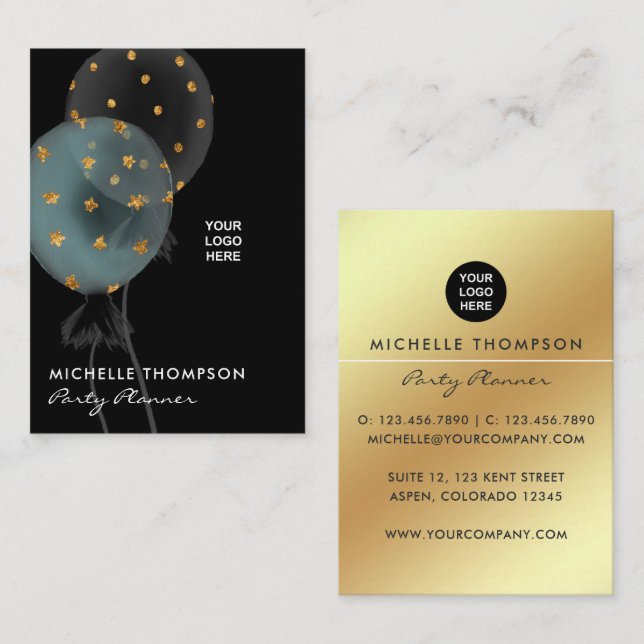  Dark Iridescent Balloons Event Coordinator Business Card (Front/Back)