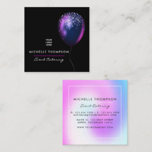 Dark Iridescent Balloons Event Coordinator Square Business Card