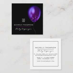 Dark Iridescent Balloons Event Coordinator Square Business Card
