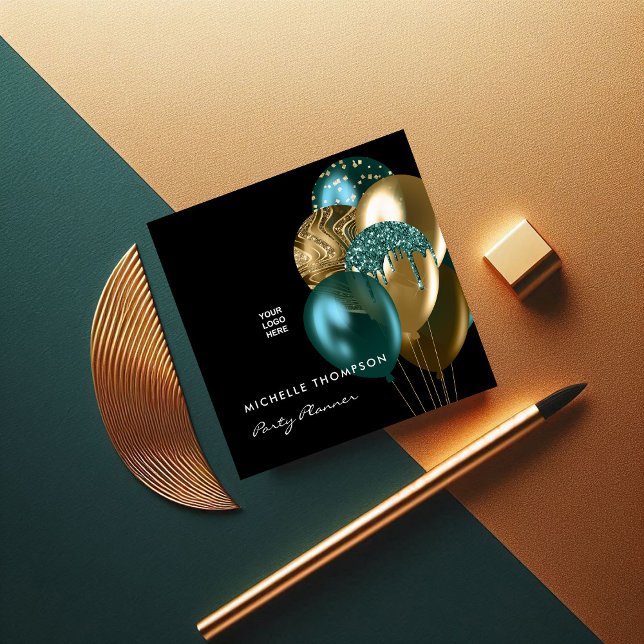  Dark Iridescent Balloons Event Coordinator Square Business Card (Dark Iridescent Balloons Event Coordinator Square Square Business Card)