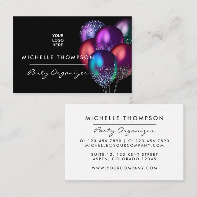  Dark Iridescent Balloons Event Industry Business  Card (Front/Back)