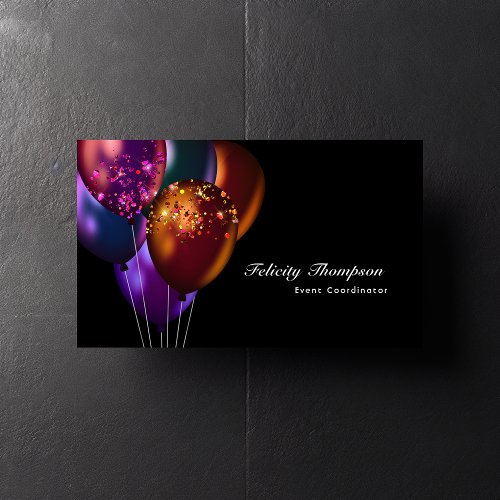  Dark Iridescent Balloons Event Industry QR Code Business Card