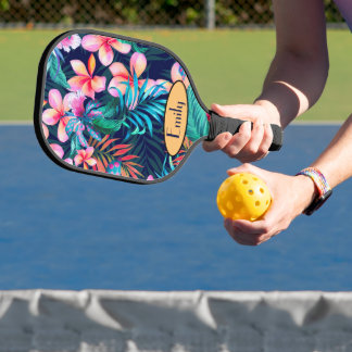 Dark Island Flowers Personalized   Pickleball Paddle