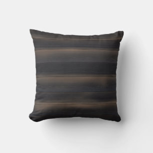 Dark Japandi Charred Wood Charcoal Minimalist Throw Pillow
