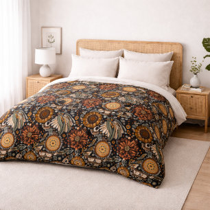 Dark Jungle Botanical Duvet Cover