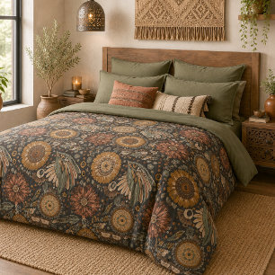 Dark Jungle Botanical Duvet Cover