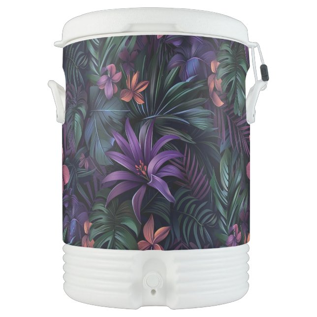 Dark Jungle Flowers  Beverage Cooler (Front)