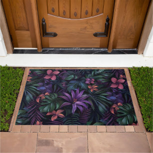 Dark Jungle Flowers Doormat