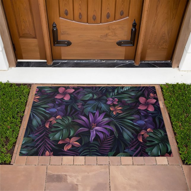 Dark Jungle Flowers Doormat (Outdoor)