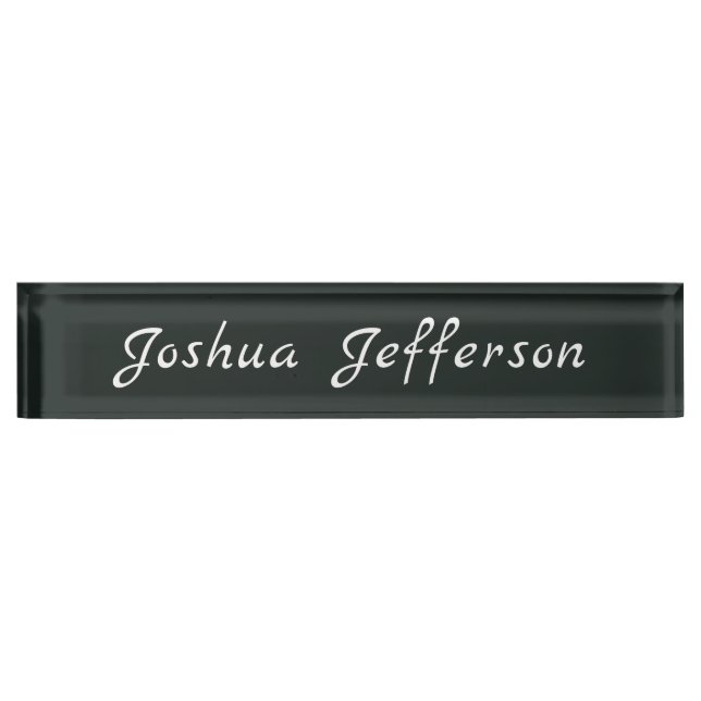 Dark Jungle Green Professional Creative Plain Desk Name Plate (Front)