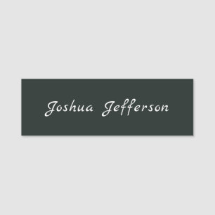 Dark Jungle Green Professional Creative Plain Name Tag