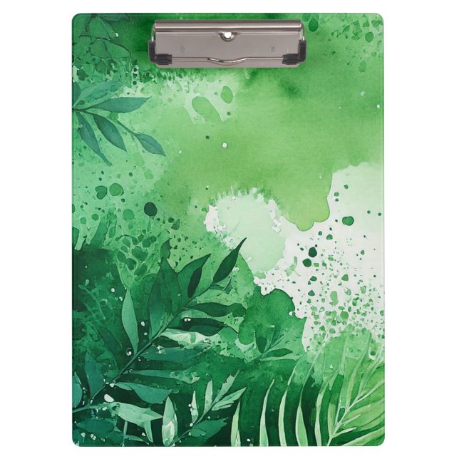 Dark Jungle green watercolor hand drawn texture  Clipboard (Front)