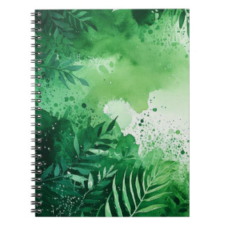 Dark Jungle green watercolor hand drawn texture  Notebook