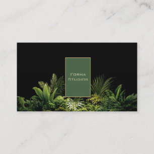 Dark Jungle Tropical Foliage Minimalist Black Business Card