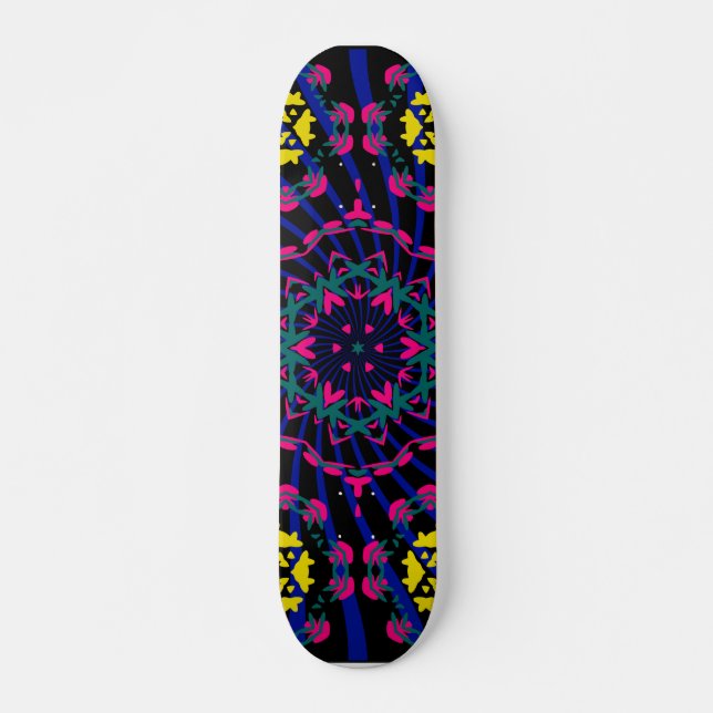Dark Kaleidoscope Design: Custom Skateboard Deck (Front)