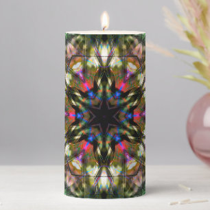 Dark kaleidoscope in acrylic style pillar candle