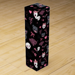 Dark Kawaii Goth Wine Box Pink Teddy Bear