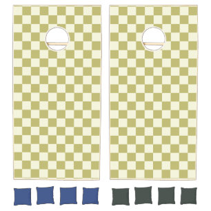 Dark Khaki and Beige Checkerboard Cornhole Set